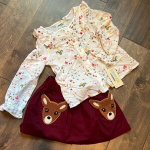 NWT Carters Toddler Girl Long Sleeve Top & Skirt Outfit